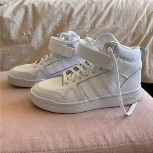 Like New ADIDAS High top strap white sneakers